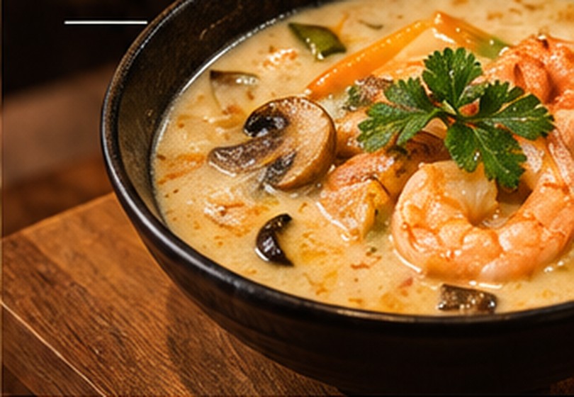 Illustrative photo of a creamy Asian-inspired soup